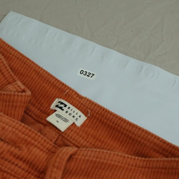 Billabong Women’s Corduroy Wide Leg Pants Orange Rust Cropped Raw Hem Size M - Picture 9 of 9